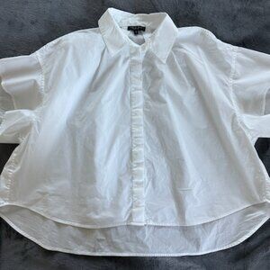 Rag & Bone White Button Down Short Sleeve Shirt - White - Large